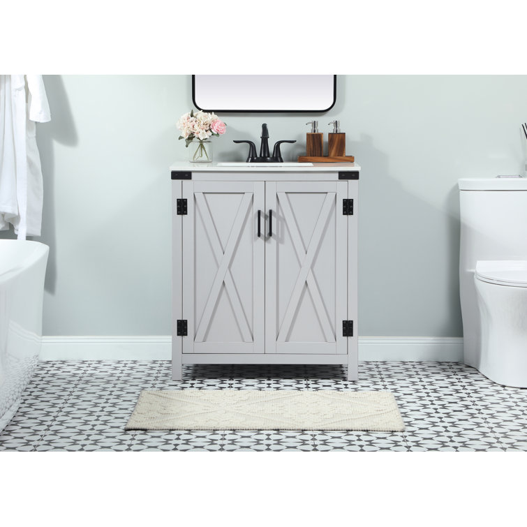 Gray Oak Freestanding Single Bathroom Vanity with Ceramic Sink