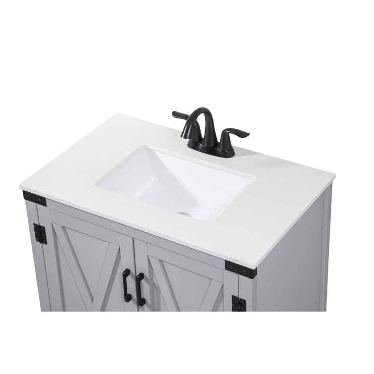 Gray Oak Freestanding Single Bathroom Vanity with Ceramic Sink