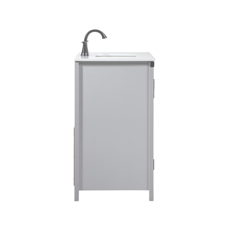 Gray Oak Freestanding Single Bathroom Vanity with Ceramic Sink