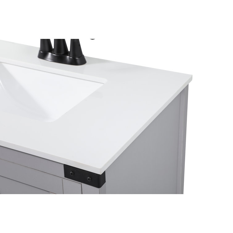 Gray Oak Freestanding Single Bathroom Vanity with Ceramic Sink