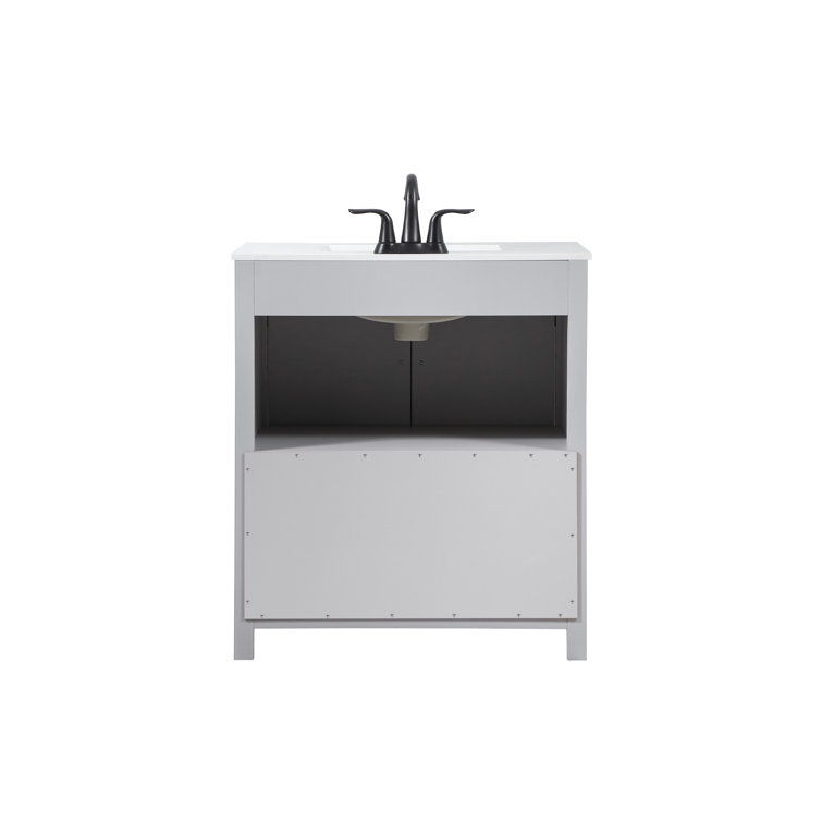 Gray Oak Freestanding Single Bathroom Vanity with Ceramic Sink