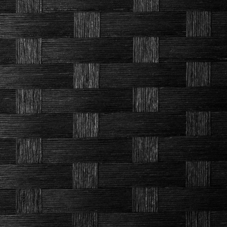 2 Ft Black Woven Fiber 8 Panel Folding Screen