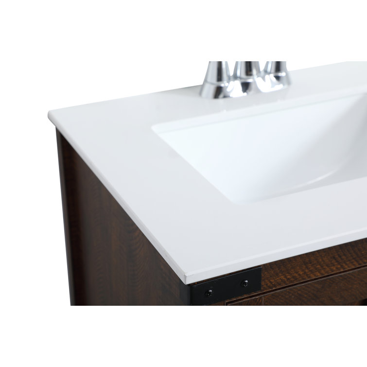 Natural Oak Freestanding Single Vanity with Ceramic Sink