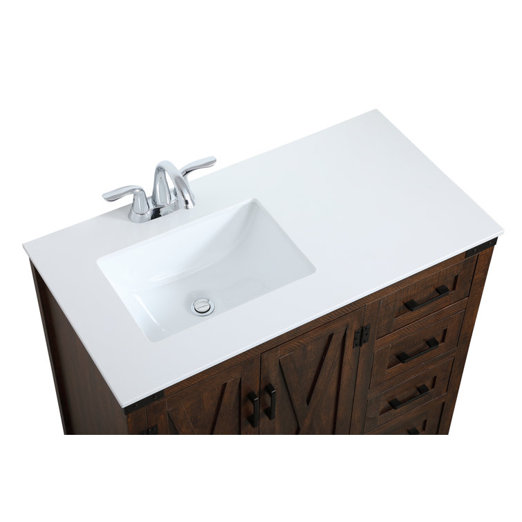 Natural Oak Freestanding Single Vanity with Ceramic Sink