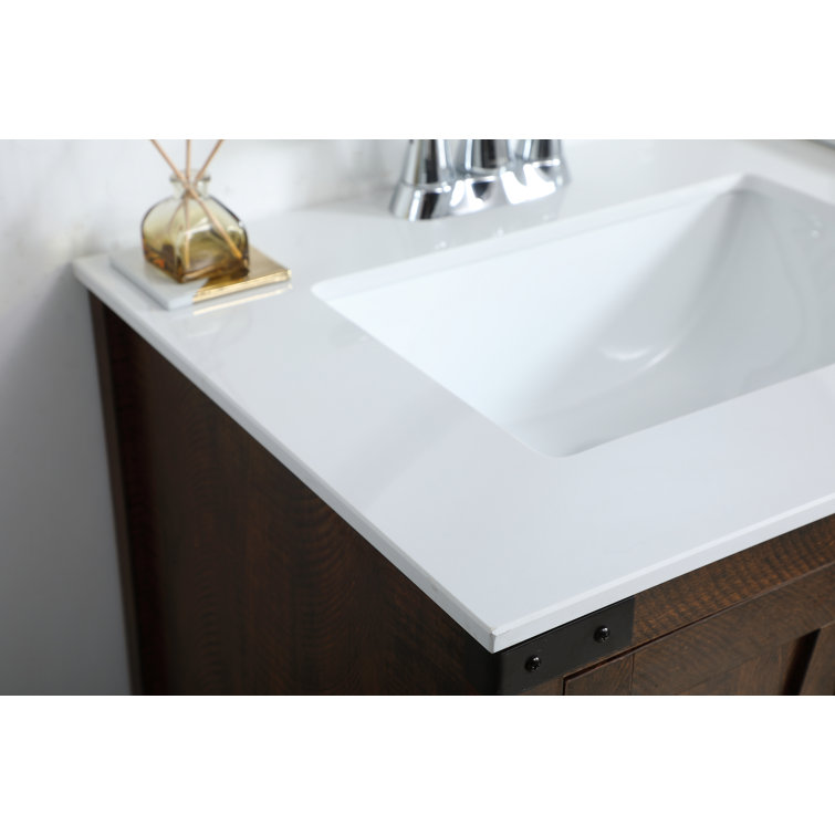 Natural Oak Freestanding Single Vanity with Ceramic Sink