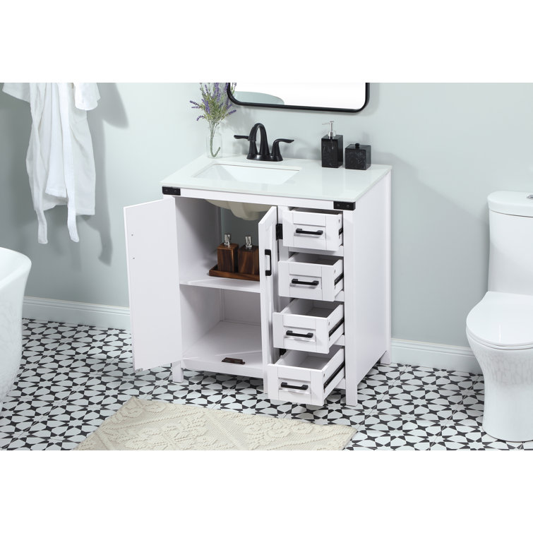 White Freestanding Single Bathroom Vanity with Ceramic Sink