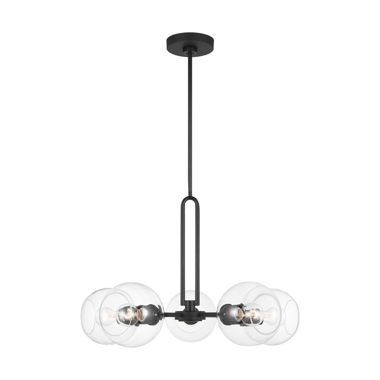 Midnight Black Sputnik Chandelier with Clear Glass Shades