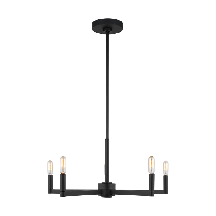 Midnight Black 3-Light Steel Candle Chandelier