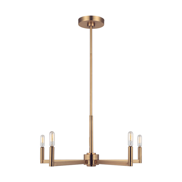 Satin Brass 5-Light Modern Linear Metal Chandelier