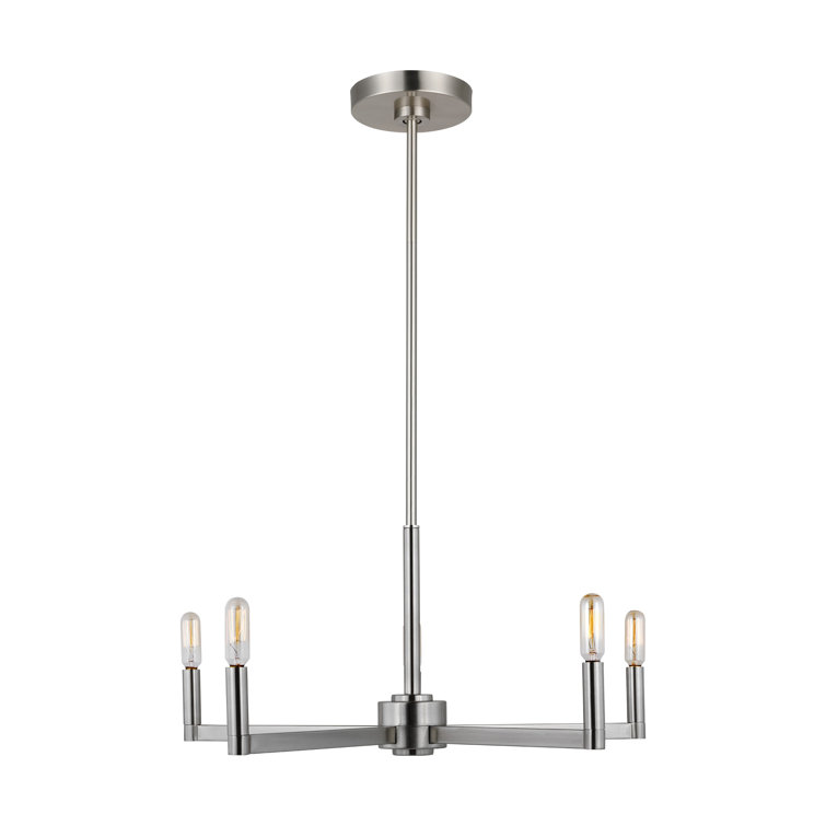 Brushed Nickel 5-Light Modern Linear Candle Chandelier