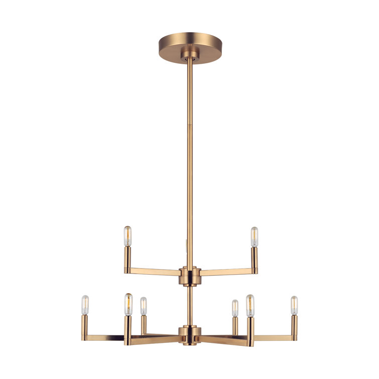 Satin Brass Two-Tier 9-Light Candle Chandelier