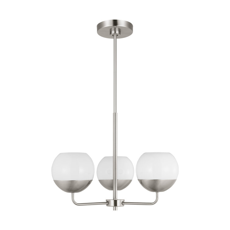 Brushed Nickel 3-Light Chandelier with Milk Glass Shades