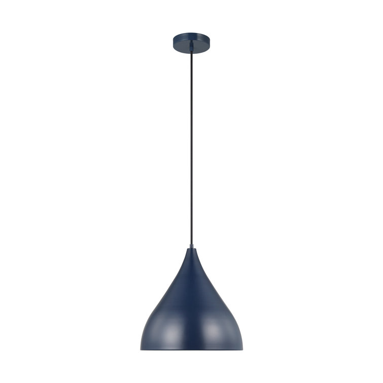 Navy Glass and Brass Indoor/Outdoor Pendant Light