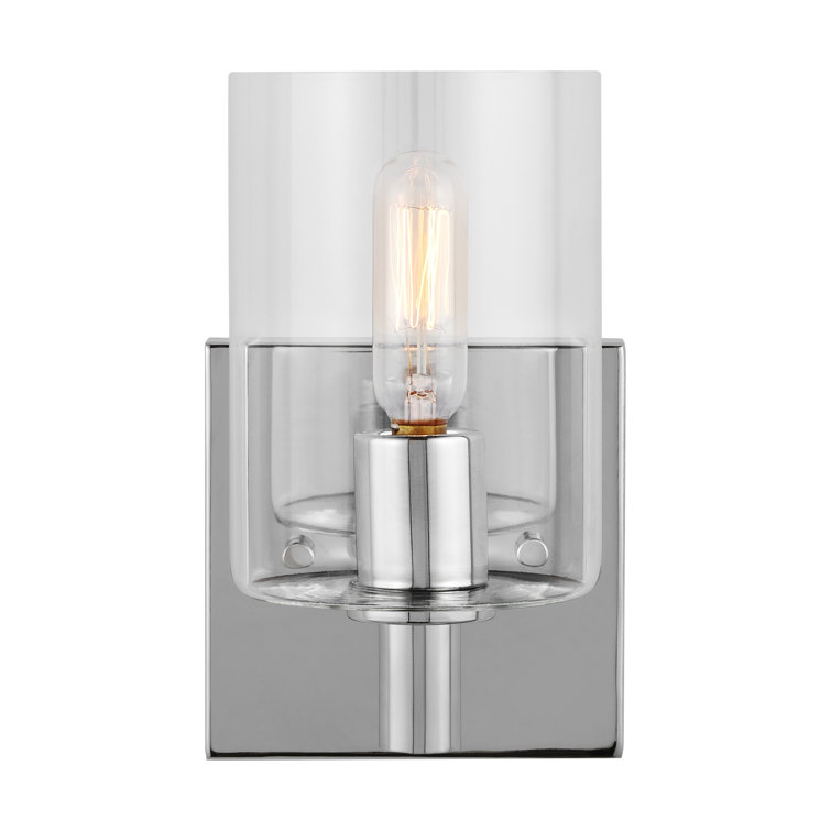 Chrome Cylinder Clear Glass Wall Sconce