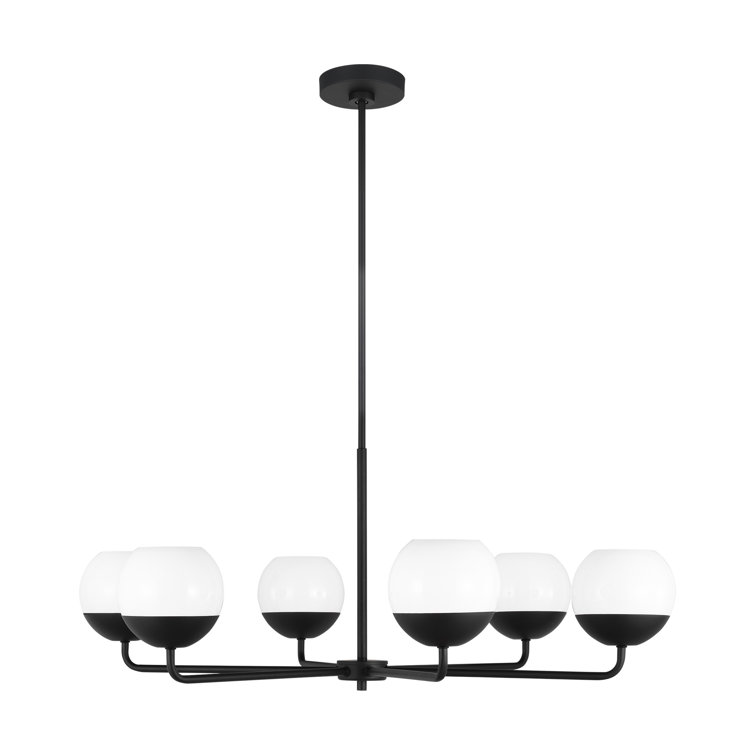 Alvin Midnight Black and Milk Glass Six-Light Chandelier