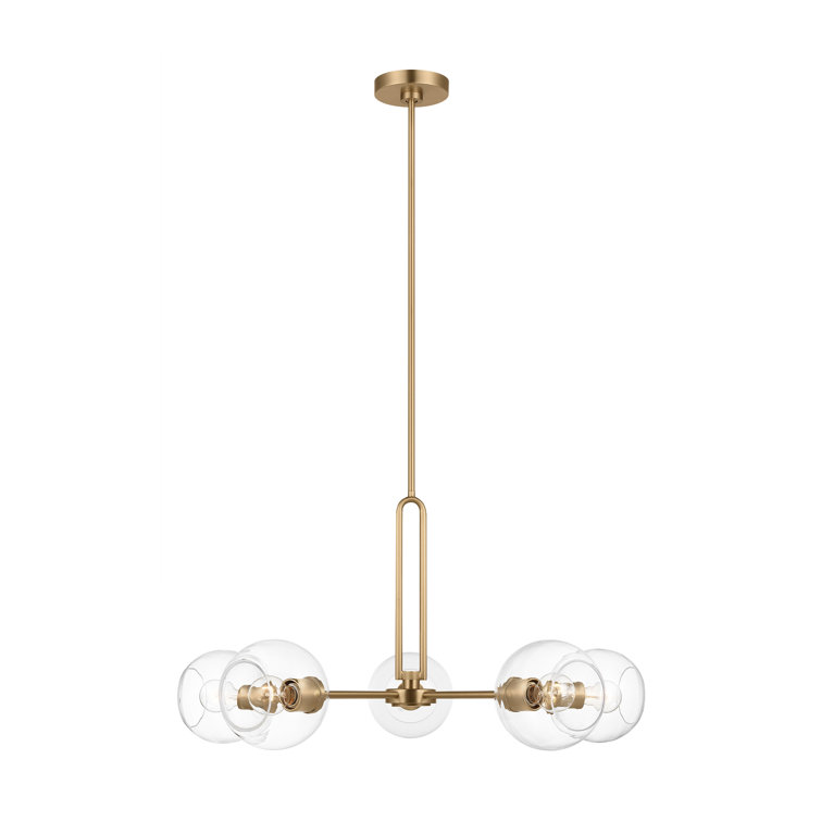 Satin Brass and Clear Glass Sputnik Chandelier