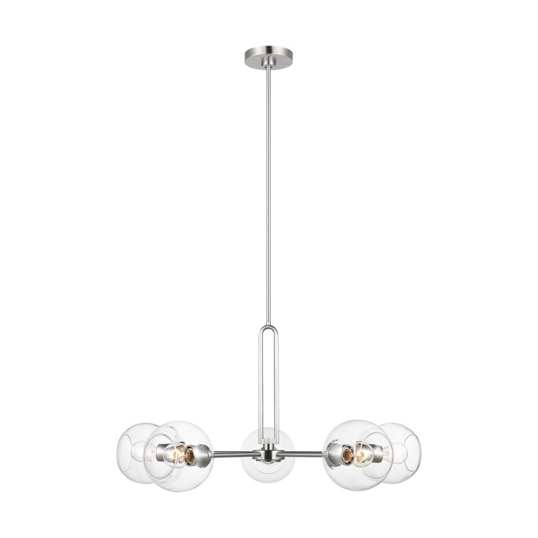 Codyn Brushed Nickel Sputnik 5-Light Chandelier with Clear Glass
