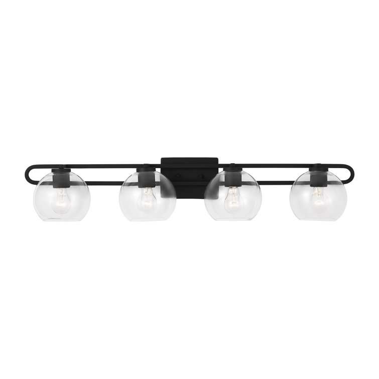 Midnight Black Clear Glass 4-Light Vanity Fixture