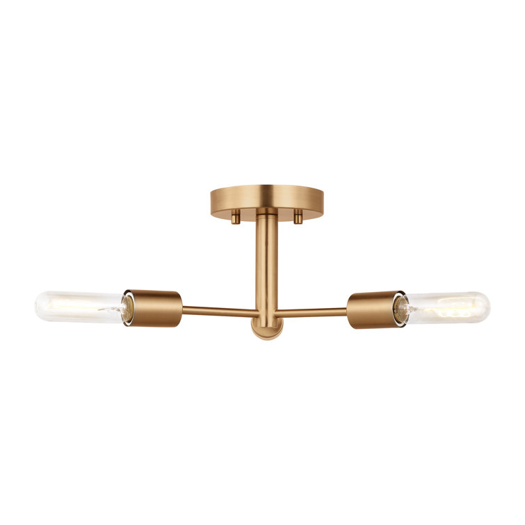 Satin Brass 3-Light Sputnik Semi Flush Mount Fixture