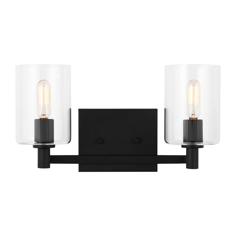 Midnight Black 2-Light Dimmable Vanity Light with Clear Glass Shades