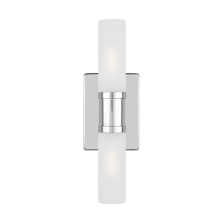 Keaton Chrome 2-Light Dimmable Bath Vanity with Satin Etched Glass