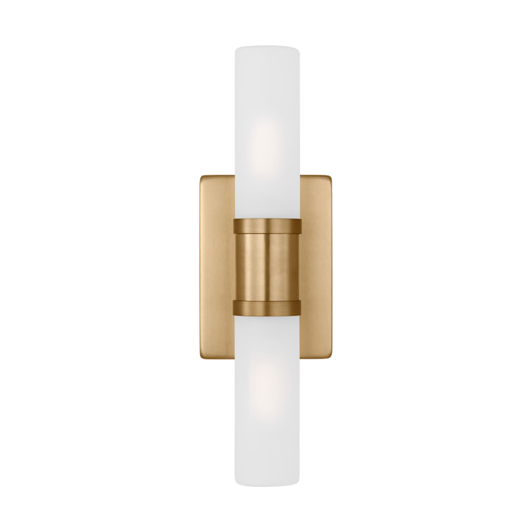 Satin Brass 2-Light Dimmable Vanity Fixture with Glass Shade