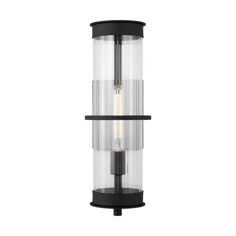 Alcona Black Bronze Outdoor Wall Lantern with Clear Fluted Glass