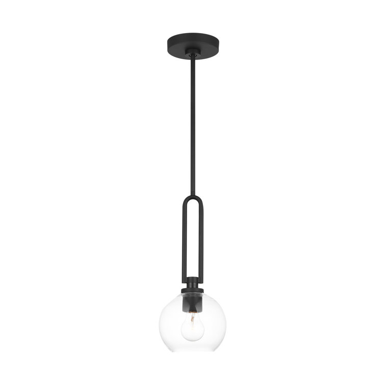 Midnight Black Single Globe Pendant Light with Glass Shade