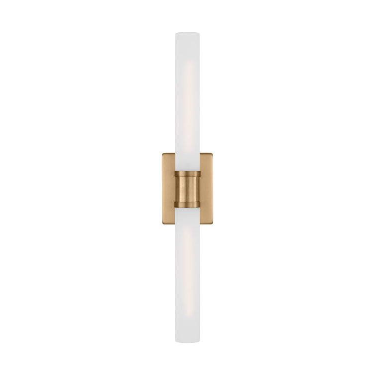 Satin Brass 2-Light Dimmable Vanity Light with Frosted Glass