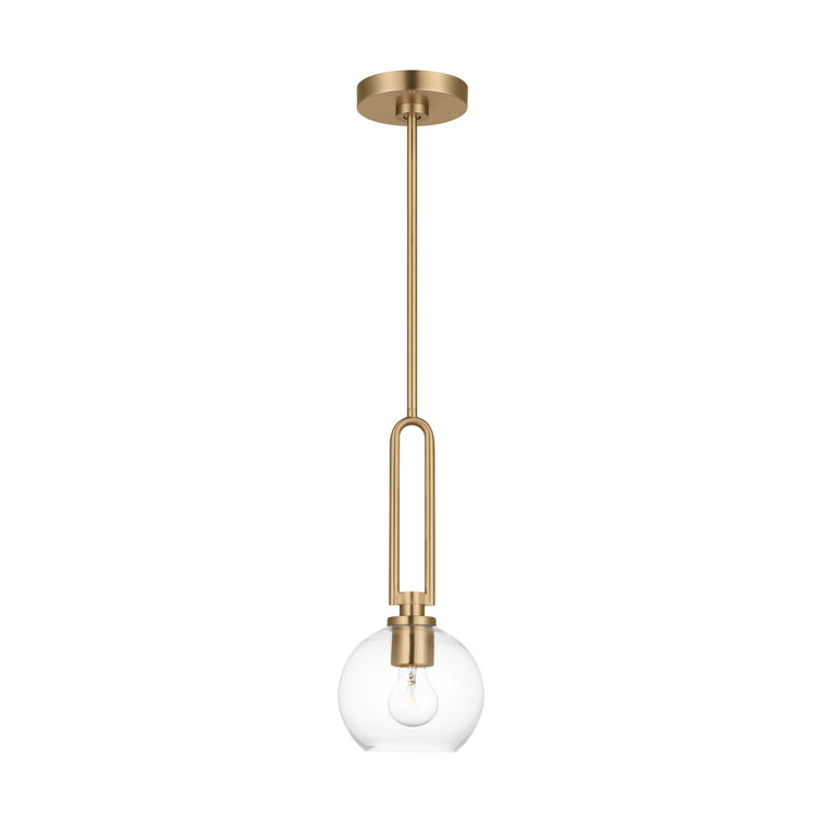 Satin Brass Single Light Globe Pendant with Glass Shade