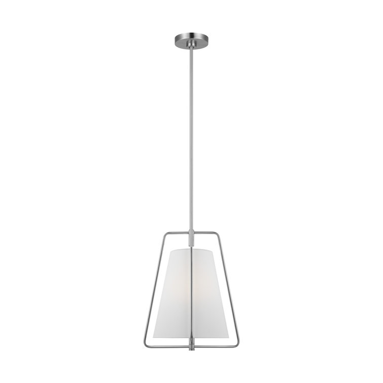 Allis Brushed Nickel 1-Light Pendant with White Linen Shade