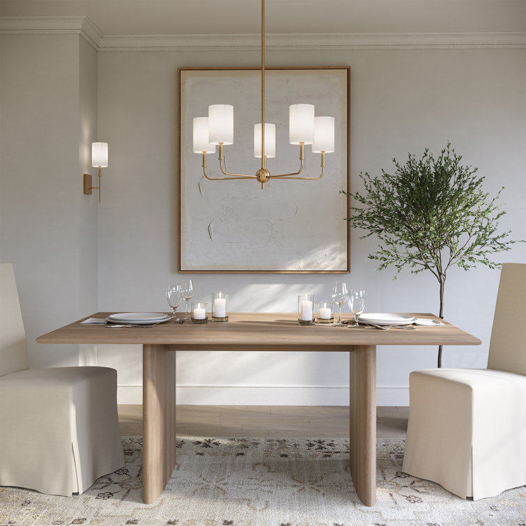 Brushed Nickel 5-Light Chandelier with White Drum Shades
