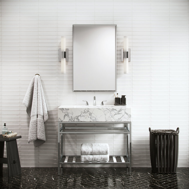 Satin Brass 2-Light Dimmable Vanity Fixture with Glass Shade