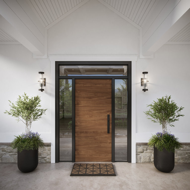 Alcona Black Bronze Outdoor Wall Lantern with Clear Fluted Glass