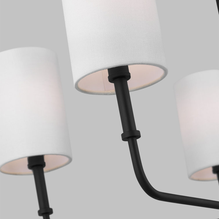 Midnight Black 5-Light Metal Chandelier with White Drum Shades
