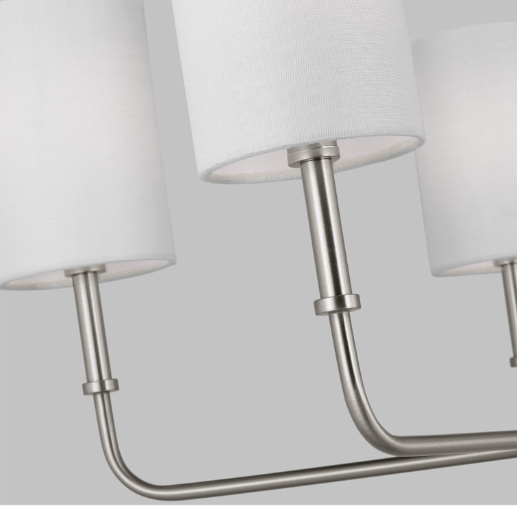 Brushed Nickel 5-Light Chandelier with White Drum Shades