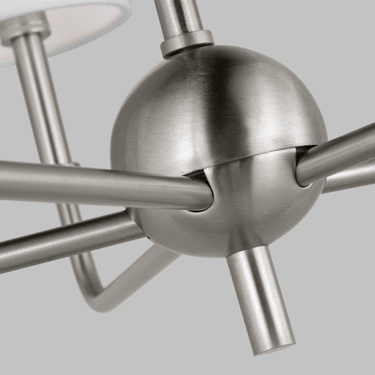 Brushed Nickel 5-Light Chandelier with White Drum Shades