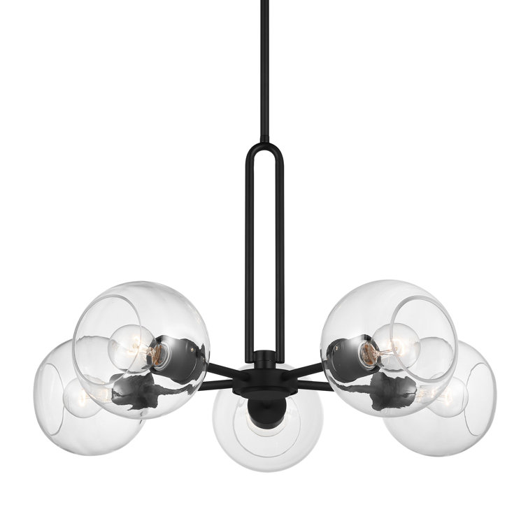 Midnight Black Sputnik Chandelier with Clear Glass Shades