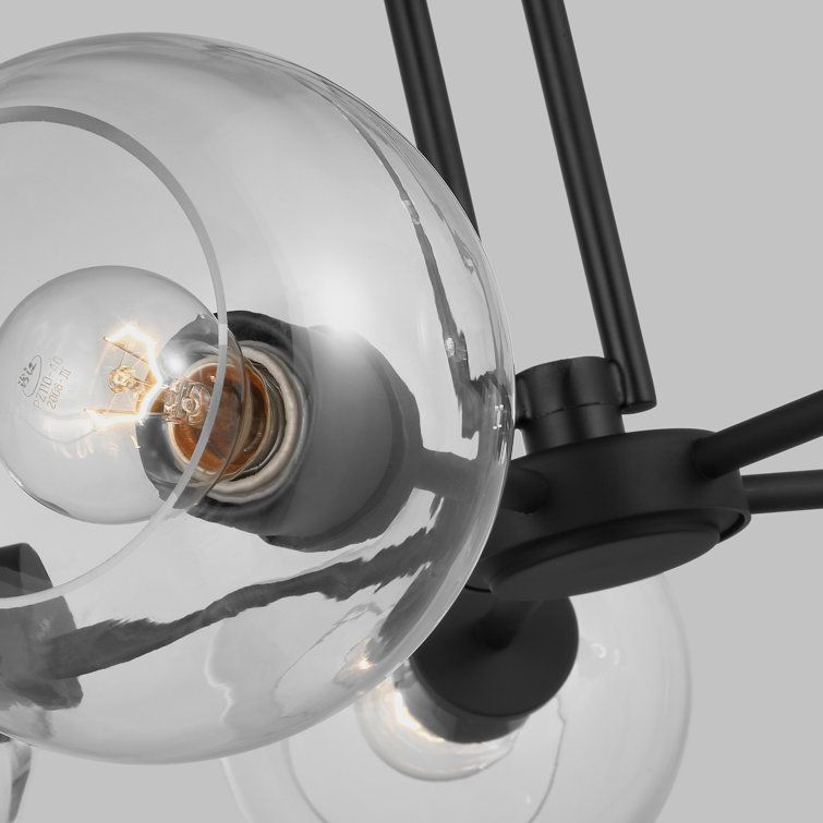 Midnight Black Sputnik Chandelier with Clear Glass Shades