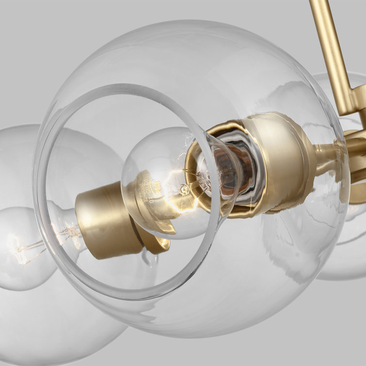 Codyn Satin Brass Sputnik 5-Light Chandelier with Clear Glass Shades