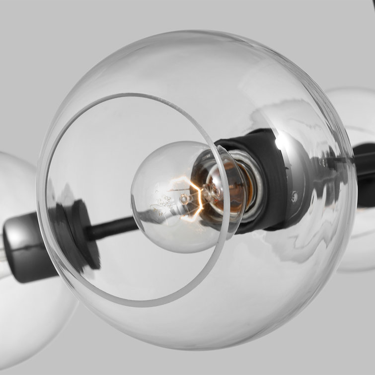Midnight Black Sputnik Chandelier with Clear Glass Shades