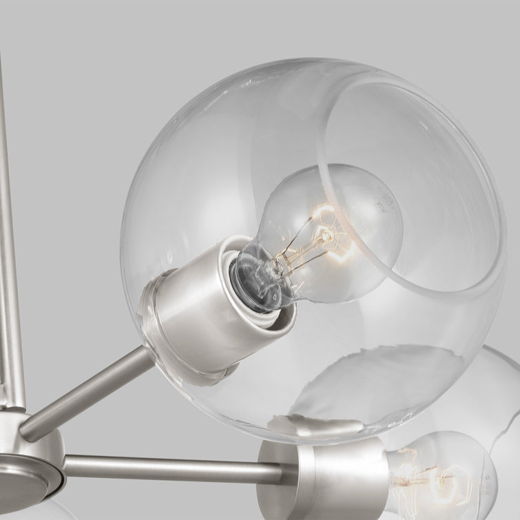 Brushed Nickel 5-Light Glass Shade Sputnik Chandelier
