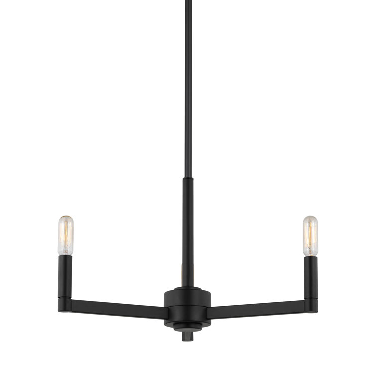 Midnight Black 3-Light Steel Candle Chandelier
