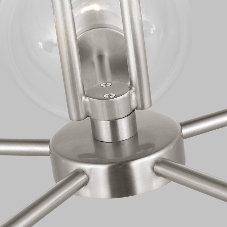 Brushed Nickel 5-Light Glass Shade Sputnik Chandelier