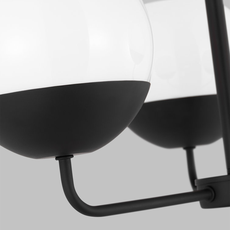 Midnight Black Steel Chandelier with Milk Glass Shades