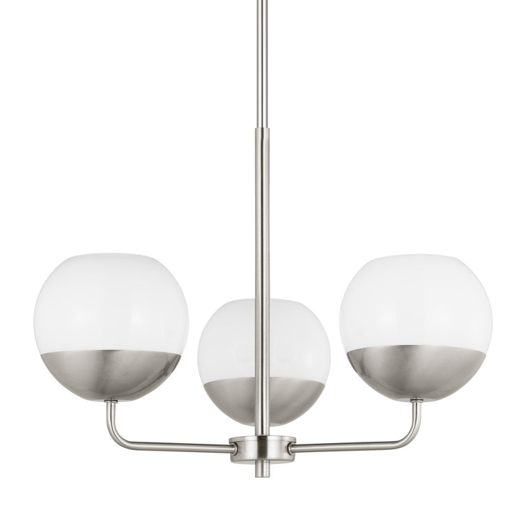 Brushed Nickel 3-Light Chandelier with Milk Glass Shades