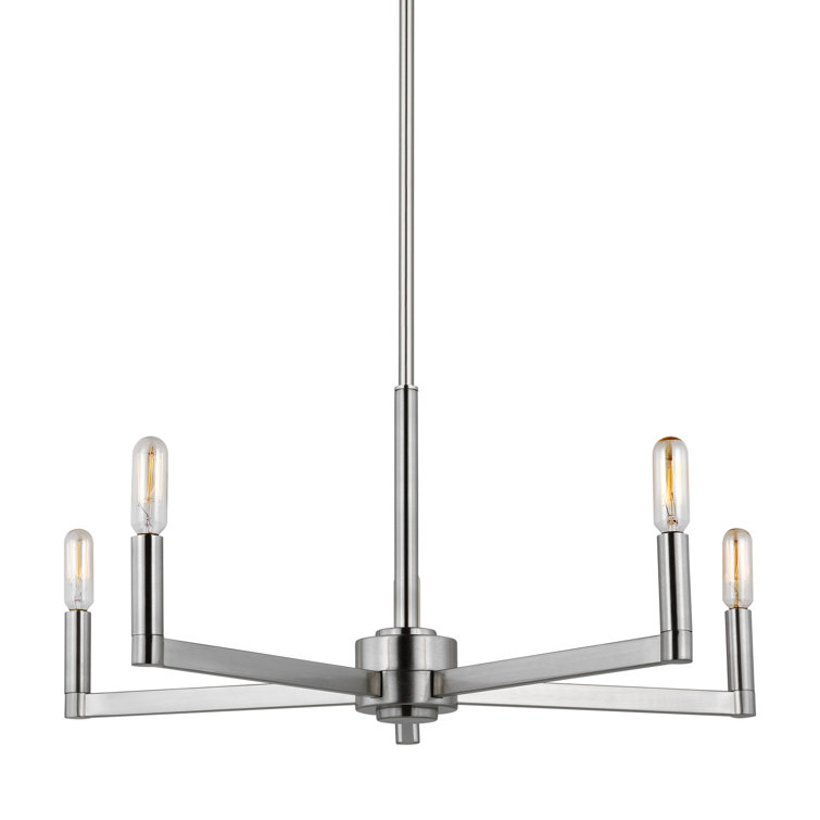 Brushed Nickel 5-Light Modern Linear Candle Chandelier