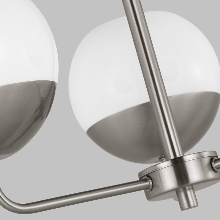 Brushed Nickel 3-Light Chandelier with Milk Glass Shades