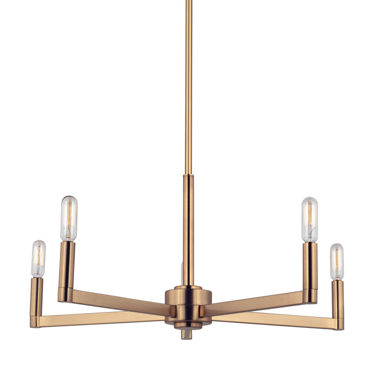 Satin Brass 5-Light Modern Linear Metal Chandelier