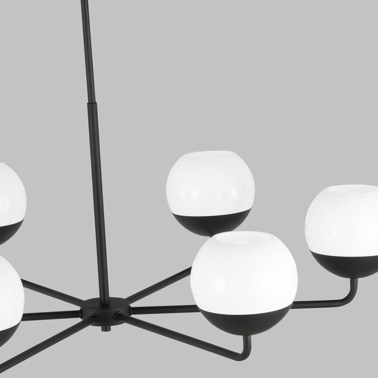 Alvin Midnight Black and Milk Glass Six-Light Chandelier